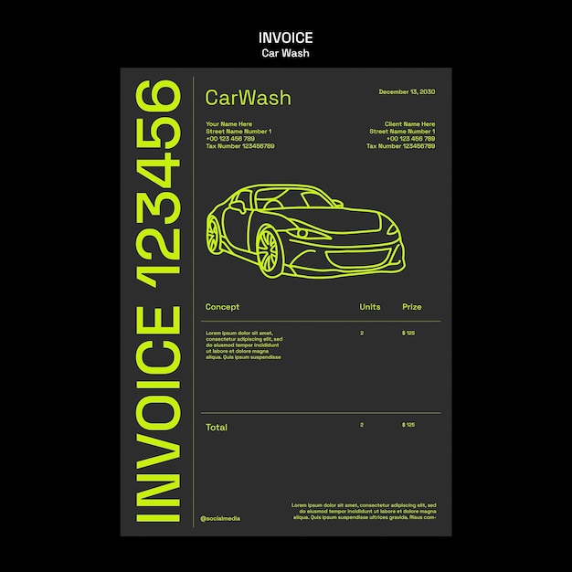 Car wash service invoice template