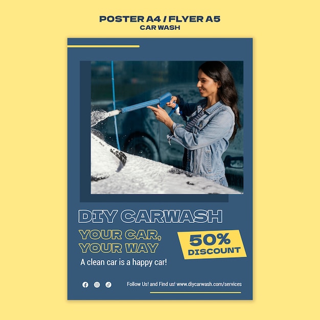 Free PSD car wash template design