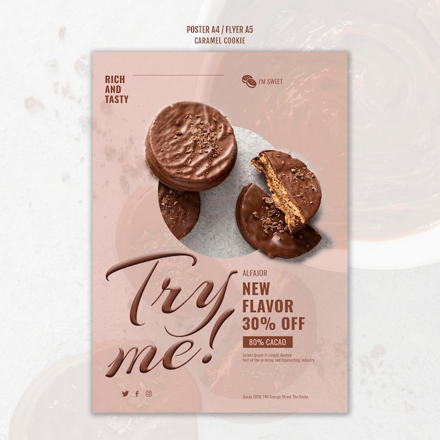 Free PSD caramel cookies poster