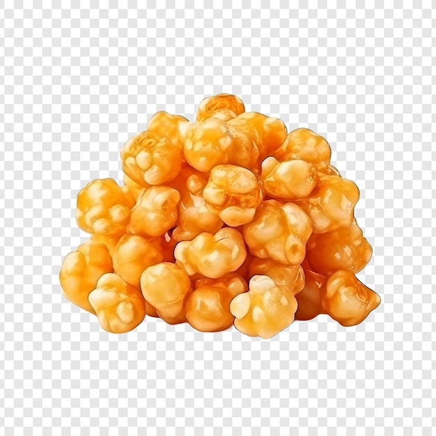 Popcorn di mais caramellato isolato su sfondo trasparente