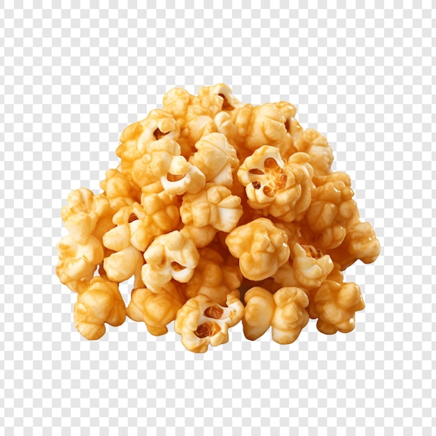 Popcorn di mais caramellato isolato su sfondo trasparente