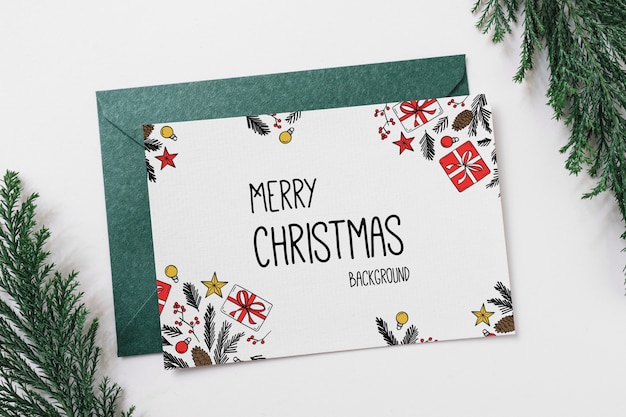 Card and envelope mockup with christmas concept