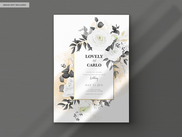 Free PSD a card with a floral design and the word lovely on it