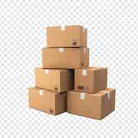 Free PSD cardboard boxes isolated on transparent background