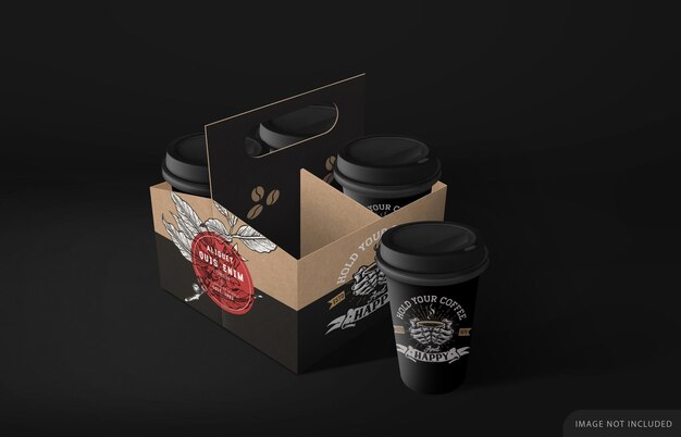 Download Premium Psd Cardboard Take Away Coffee Cup Holder Mockup