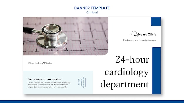 Free PSD cardiology department banner template with photo