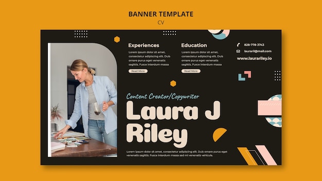 Free PSD career and occupation cv horizontal banner template