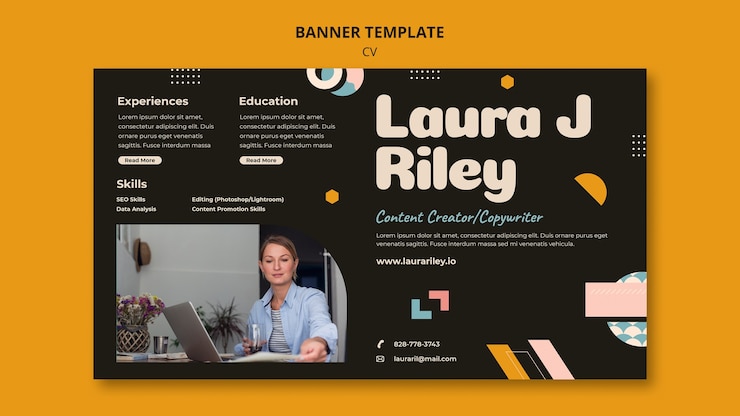 Free PSD career and occupation cv horizontal banner template