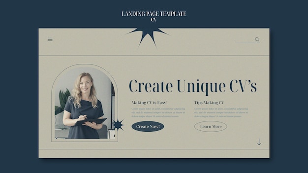 Free PSD career and occupation cv landing page template