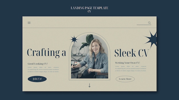 Free PSD career and occupation cv landing page template