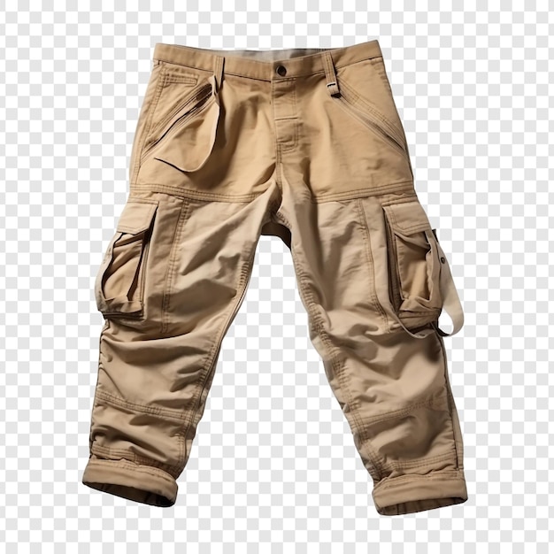 Cargo Pants for Men: Plain Isolated on Transparent Background (PSD Templates)