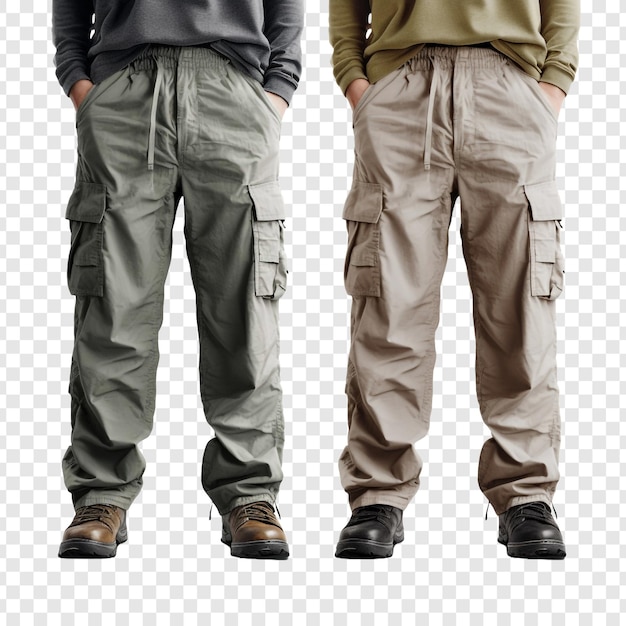 Free PSD cargo pants for men with a plain isolated on transparent background