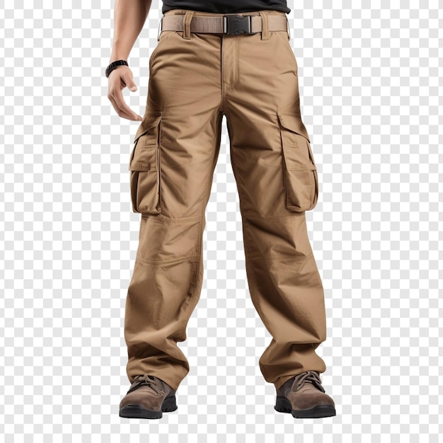 Cargo pants for men with a plain isolated on transparent background