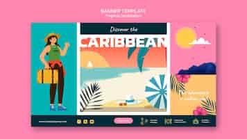 Free PSD caribbean travel destination horizontal banner template