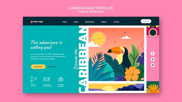カリブ海の旅行先のランディングページテンプレート