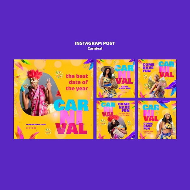 Free PSD carnival celebration  instagram posts