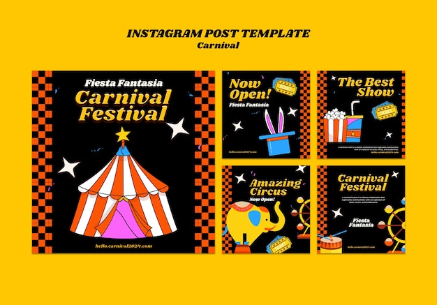 PSD gratuito post su instagram per la celebrazione del carnevale