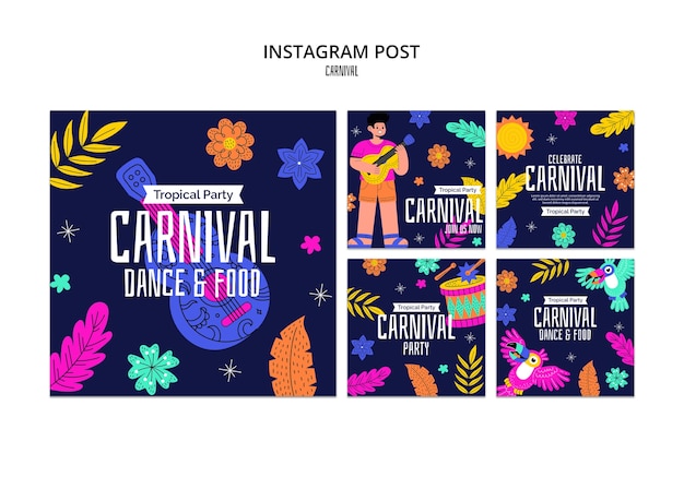 Бесплатный PSD Карнавальные праздники в instagram