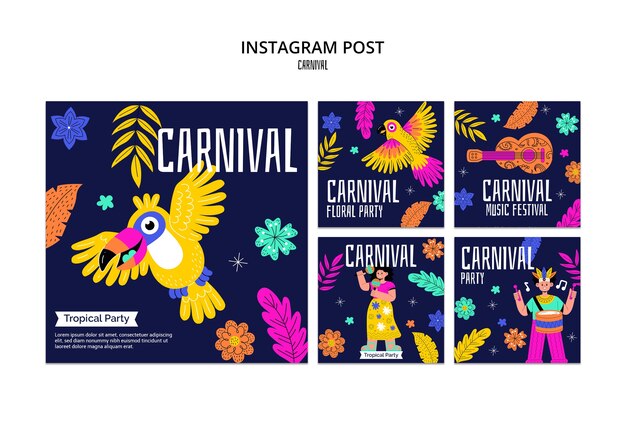 PSD gratuito post su instagram per la celebrazione del carnevale