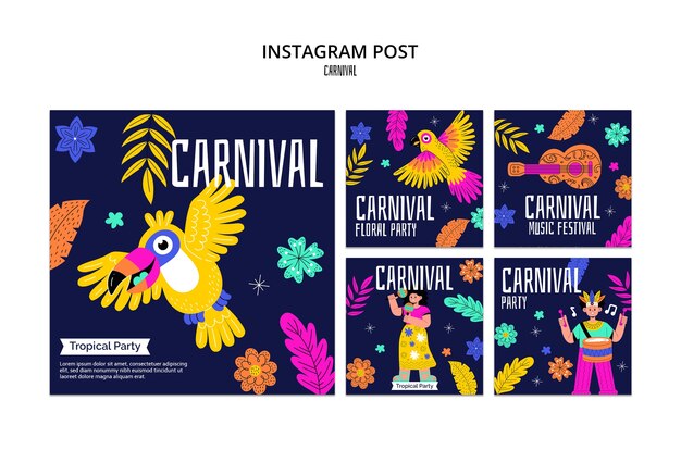 無料PSD カーニバル祝いのインスタグラム投稿