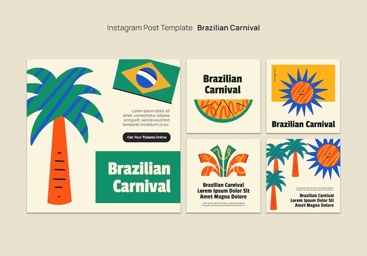 Free PSD carnival celebration instagram posts