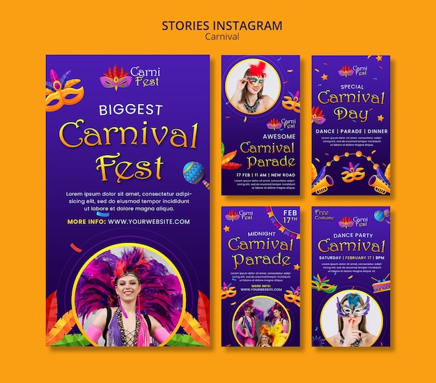 Free PSD carnival celebration instagram stories