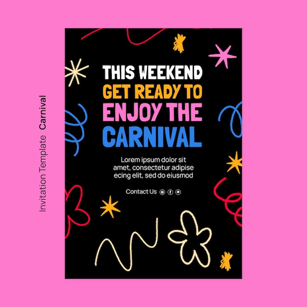 Free PSD carnival celebration invitation template