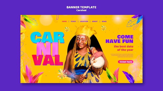 Free PSD carnival celebration landing page template