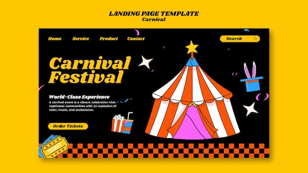 Free PSD carnival celebration landing page template