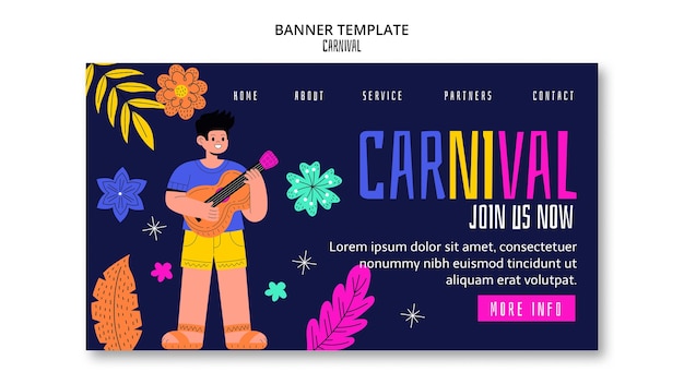 Free PSD carnival celebration landing page template