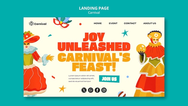 Free PSD carnival celebration landing page