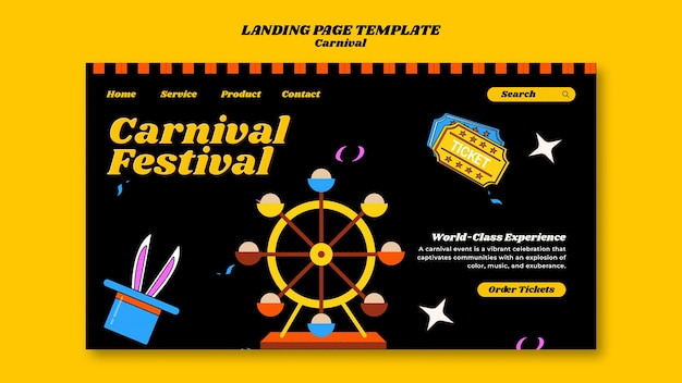 Free PSD carnival celebration landing page