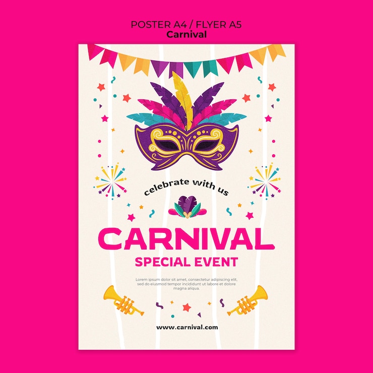 無料PSD カーニバルの祝賀ポスターのテンプレート