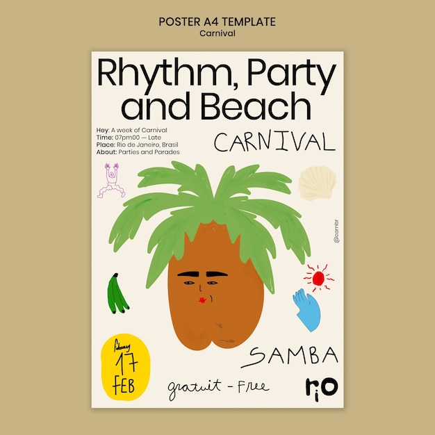 Free PSD carnival celebration poster template