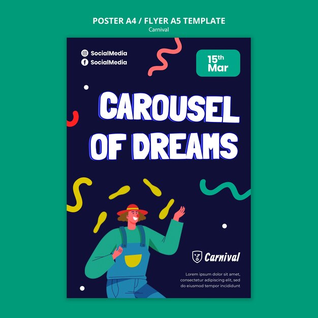 Free PSD carnival celebration poster template