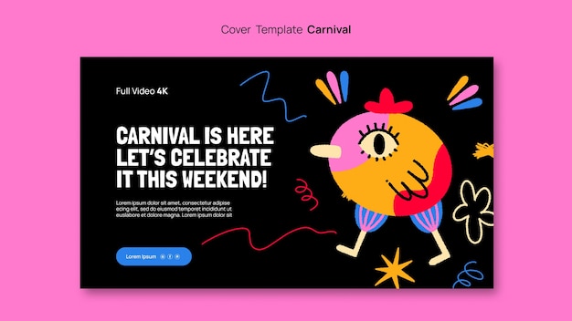 PSD gratuito copertina di youtube della celebrazione del carnevale