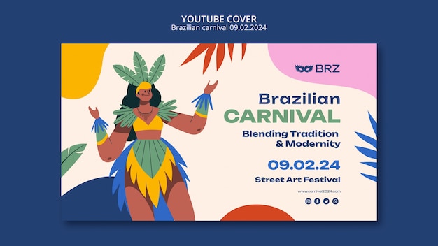 PSD gratuito copertina di youtube della celebrazione del carnevale