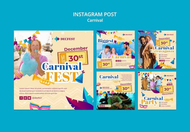 Шаблон сообщения в instagram о карнавальных развлечениях