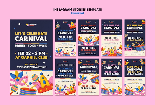 Storie di instagram di intrattenimento di carnevale