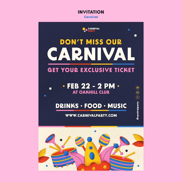 Free PSD carnival entertainment invitation template