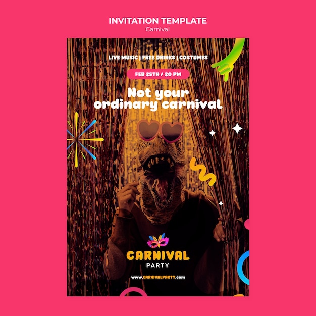 Modello di invito per l'intrattenimento di carnevale