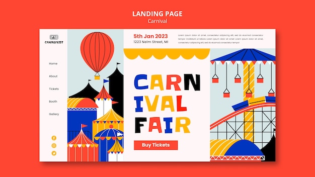 Carnival entertainment landing page template