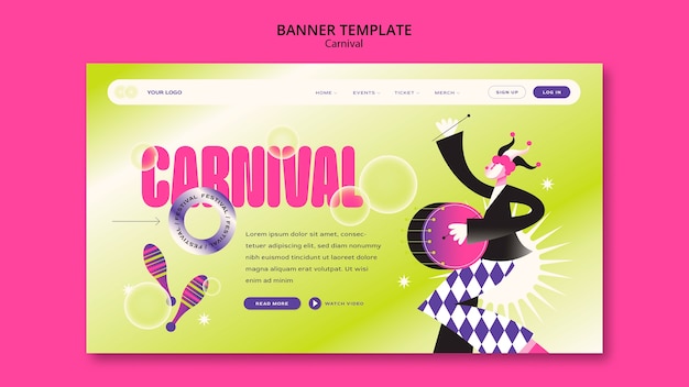 無料PSD カーニバルエンターテイメントランディングページテンプレート