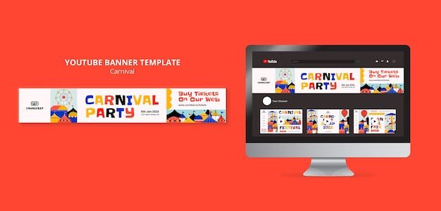 Free PSD carnival entertainment youtube banner template