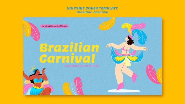 PSD gratuito modello di copertina di youtube per l'intrattenimento di carnevale