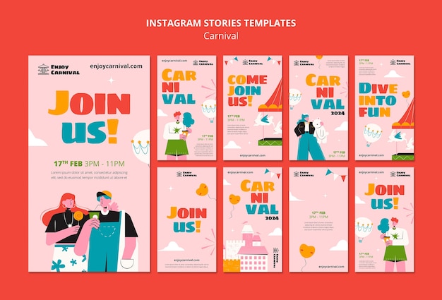 Free PSD carnival event instagram stories