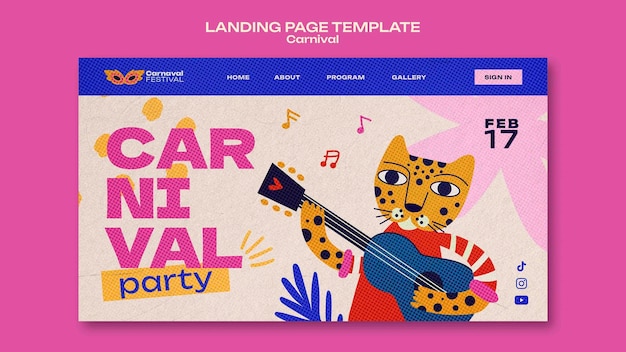 Free PSD carnival event landing page template