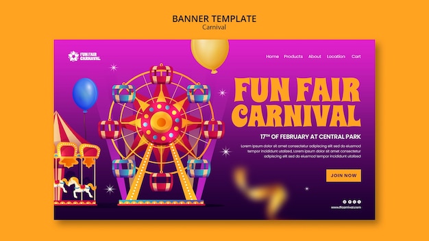 Free PSD carnival event landing page template