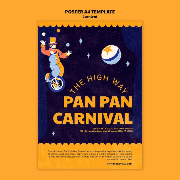 PSD gratuito modello del manifesto del festival di carnevale