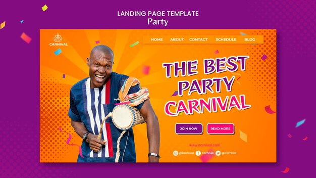 Carnival party landing page